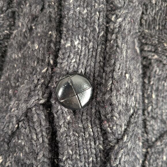 Shawl Collar Cardigan Sweater Mens L Gray Wool Blend Cable Knit Heritage Classic - Picture 8 of 10